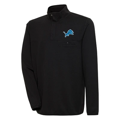 Men's Antigua Black Detroit Lions Streamer Quarter-Snap Pullover Jacket