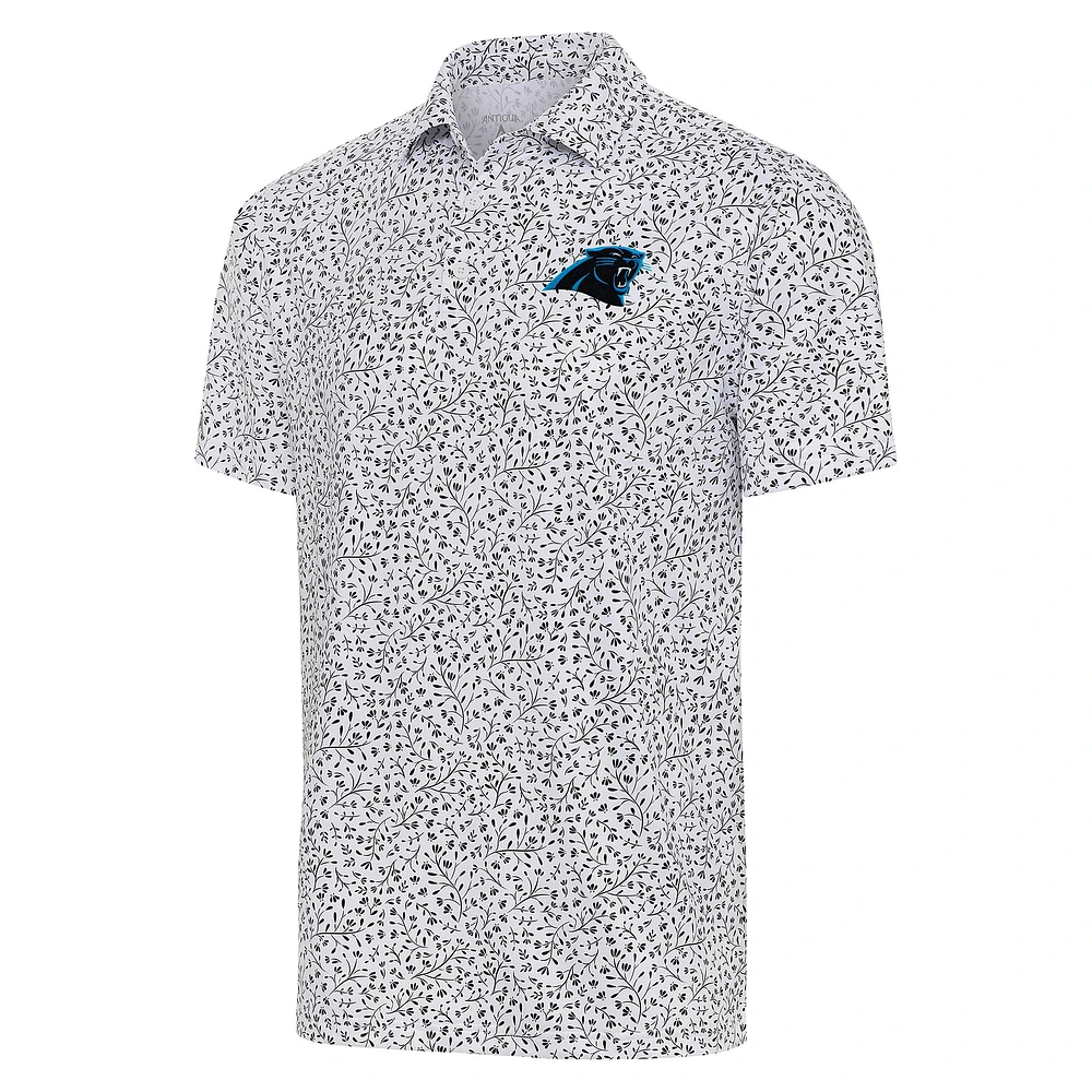 Men's Antigua White/Black Carolina Panthers Motion Polo