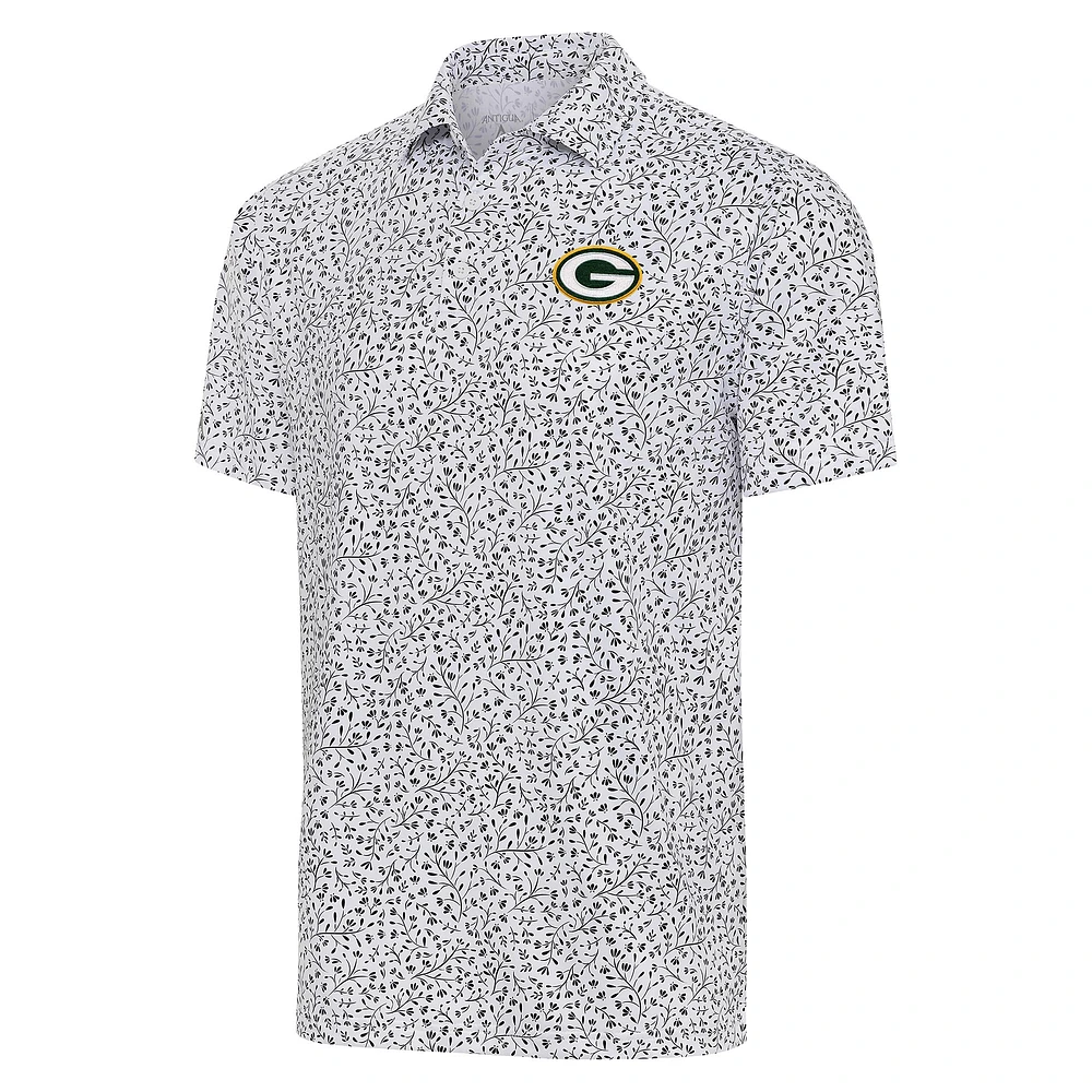 Men's Antigua White/Black Green Bay Packers Motion Polo