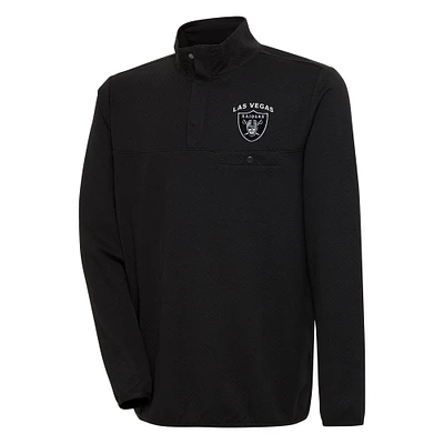 Men's Antigua Black Las Vegas Raiders Streamer Quarter-Snap Pullover Jacket