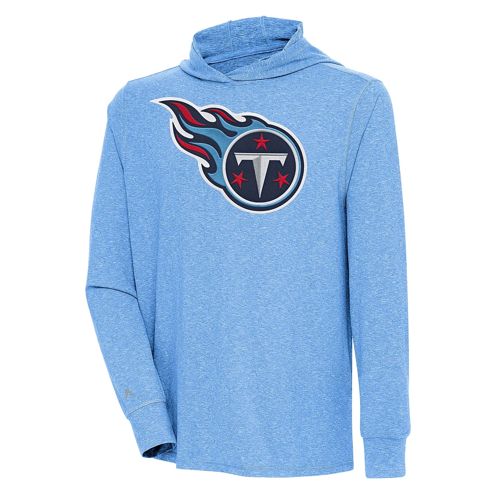 Men's Antigua Light Blue Tennessee Titans Saga Long Sleeve Hoodie T-Shirt