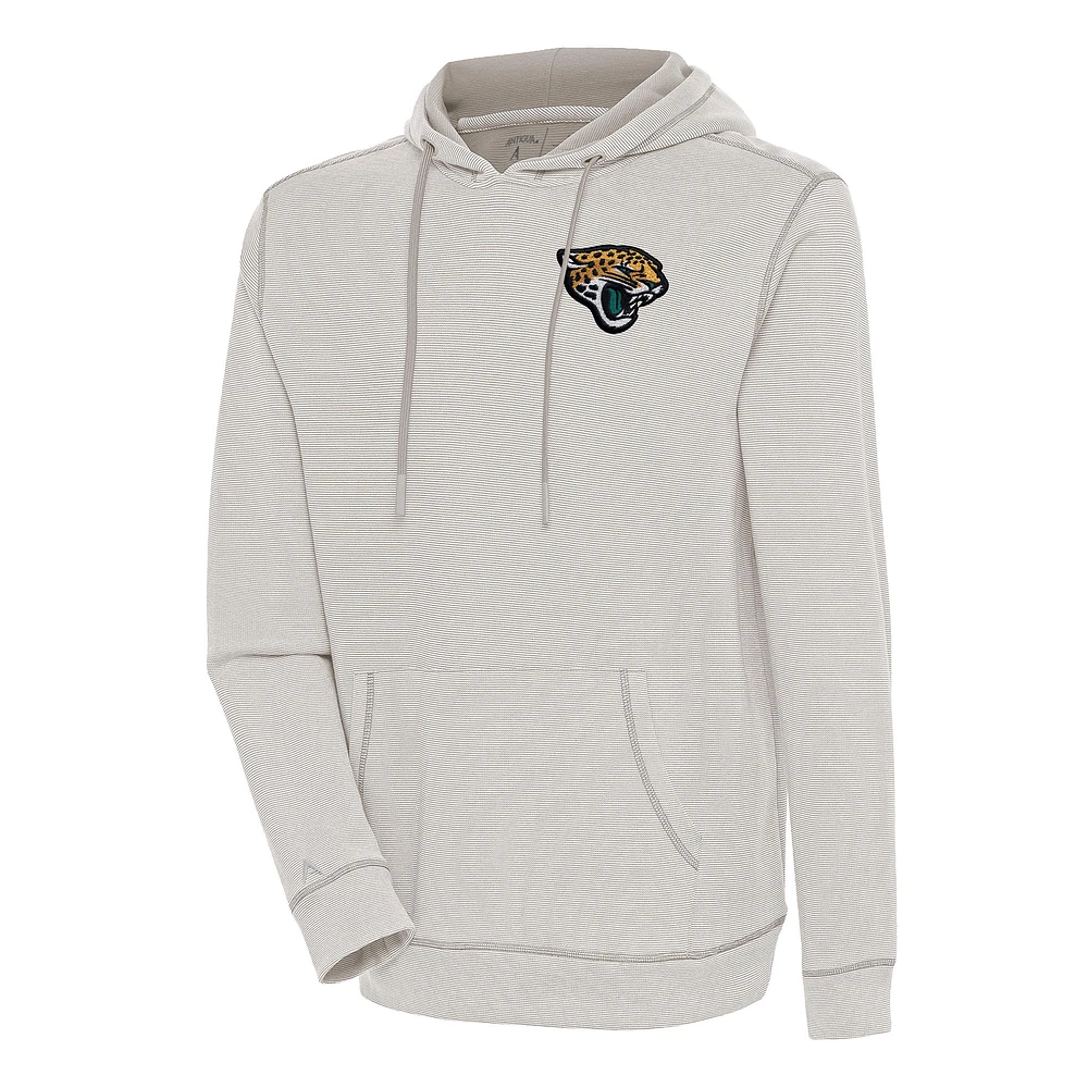 Men's Antigua Oatmeal/White Jacksonville Jaguars Axe Bunker Tri-Blend Pullover Hoodie
