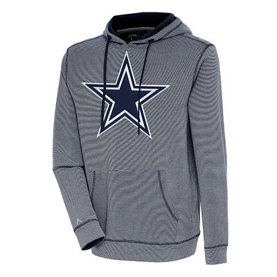 Men's Antigua Navy/White Dallas Cowboys Axe Bunker Tri-Blend Pullover Hoodie