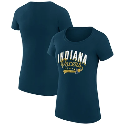 Women's G-III 4Her by Carl Banks Navy Indiana Pacers Super-Slim Fit Lightweight Filigree Logo T-Shirt