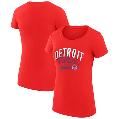 Women's G-III 4Her by Carl Banks Red Detroit Pistons Super-Slim Fit Lightweight Filigree Logo T-Shirt
