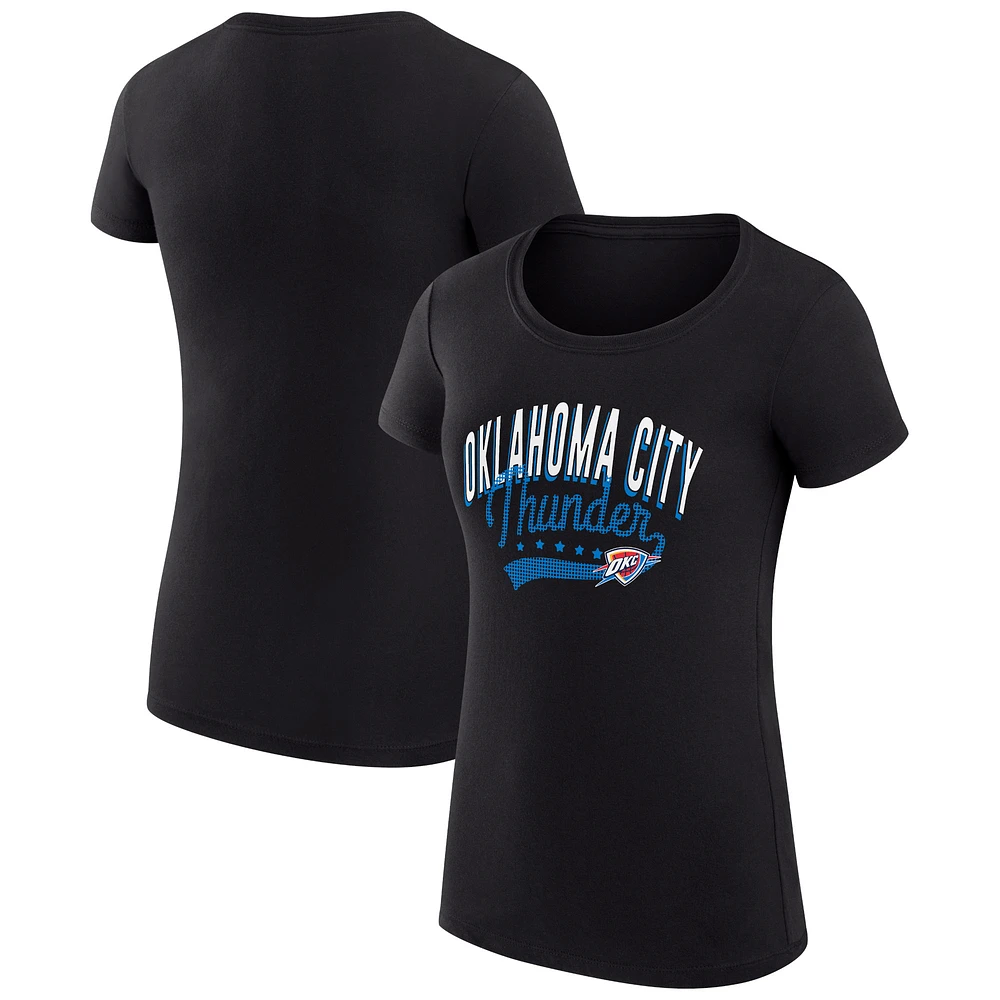 Women's G-III 4Her by Carl Banks Black Oklahoma City Thunder Super-Slim Fit Lightweight Filigree Logo T-Shirt