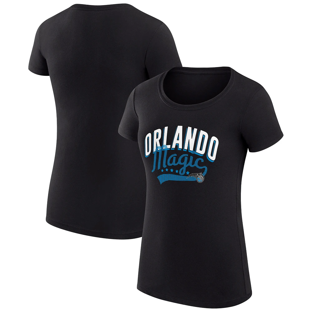 Women's G-III 4Her by Carl Banks Black Orlando Magic Super-Slim Fit Lightweight Filigree Logo T-Shirt