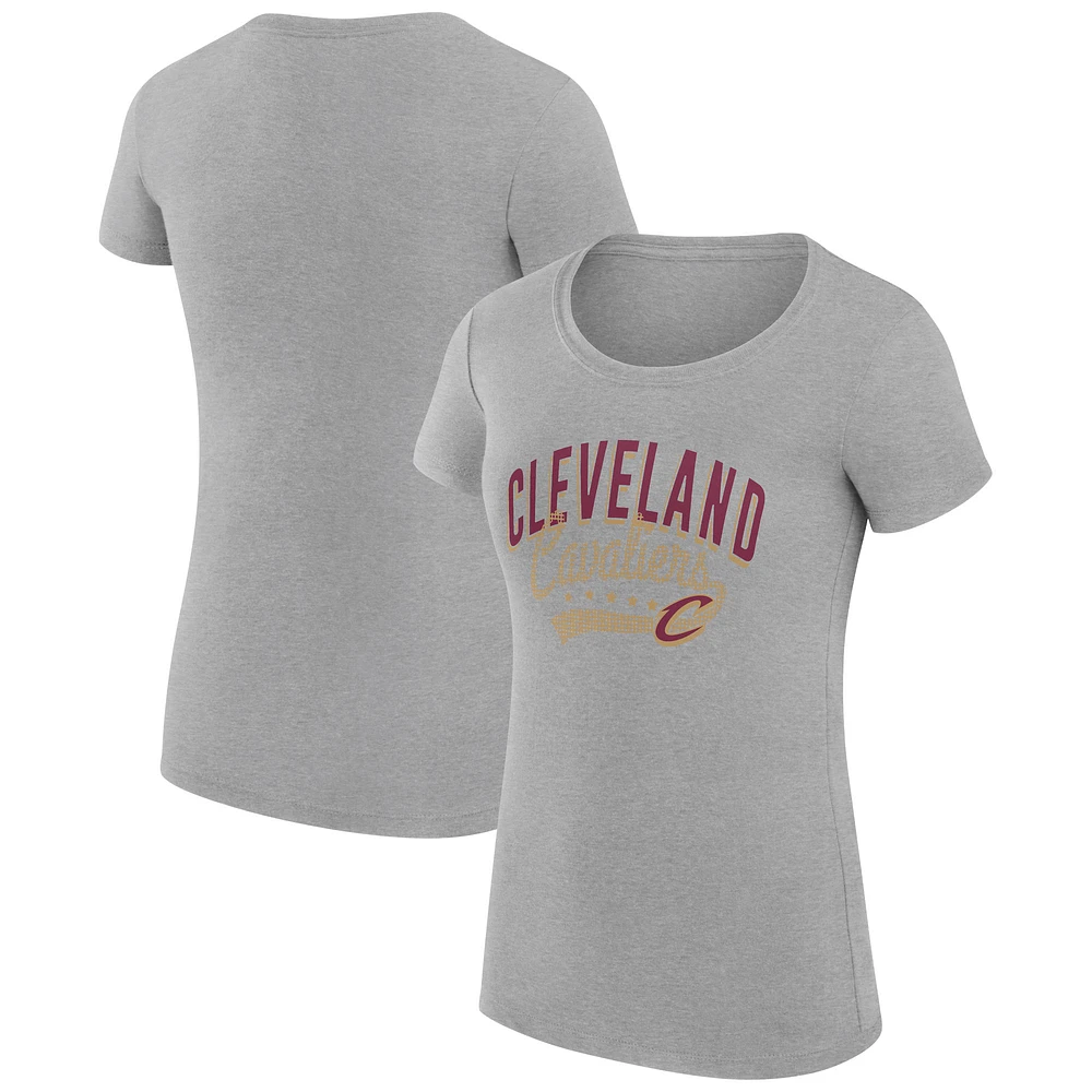Women's G-III 4Her by Carl Banks Heather Gray Cleveland Cavaliers Super-Slim Fit Lightweight Filigree Logo T-Shirt