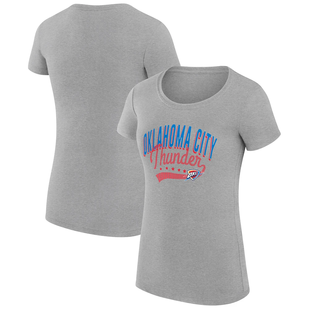 Women's G-III 4Her by Carl Banks Heather Gray Oklahoma City Thunder Super-Slim Fit Lightweight Filigree Logo T-Shirt