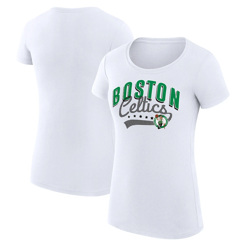 Women's G-III 4Her by Carl Banks Boston Celtics Super-Slim Fit Lightweight Filigree Logo T-Shirt