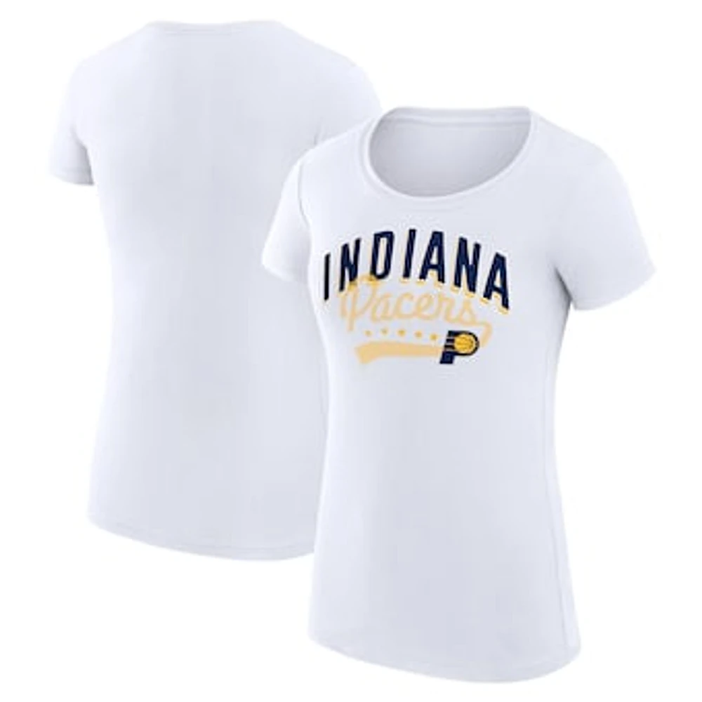 Women's G-III 4Her by Carl Banks White Indiana Pacers Super-Slim Fit Lightweight Filigree Logo T-Shirt