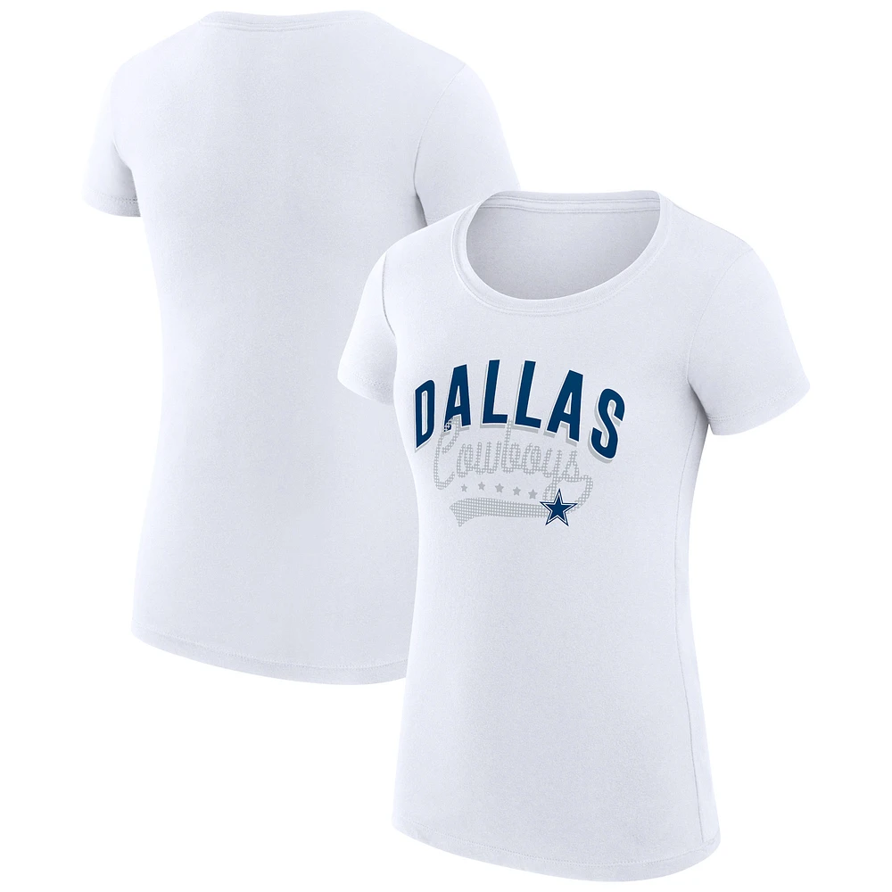 Women's G-III 4Her by Carl Banks White Dallas Cowboys Super-Slim Fit Lightweight Filigree Logo T-Shirt