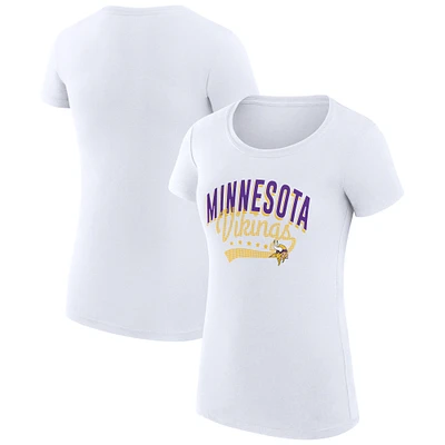Women's G-III 4Her by Carl Banks White Minnesota Vikings Super-Slim Fit Lightweight Filigree Logo T-Shirt