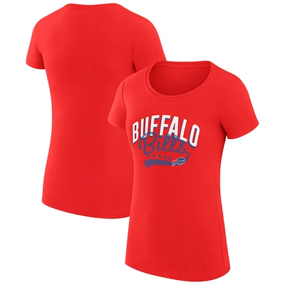 Women's G-III 4Her by Carl Banks Red Buffalo Bills Super-Slim Fit Lightweight Filigree Logo T-Shirt
