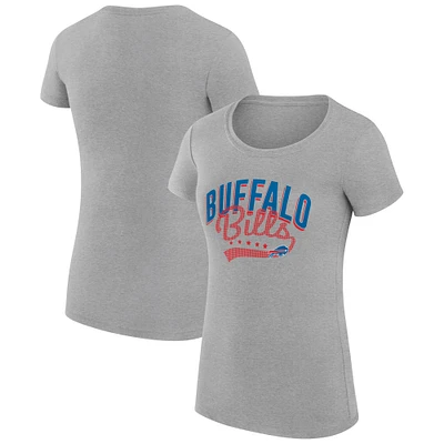 Women's G-III 4Her by Carl Banks Heather Gray Buffalo Bills Super-Slim Fit Lightweight Filigree Logo T-Shirt