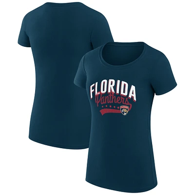 Women's G-III 4Her by Carl Banks Navy Florida Panthers Super-Slim Fit Lightweight Filigree Logo T-Shirt