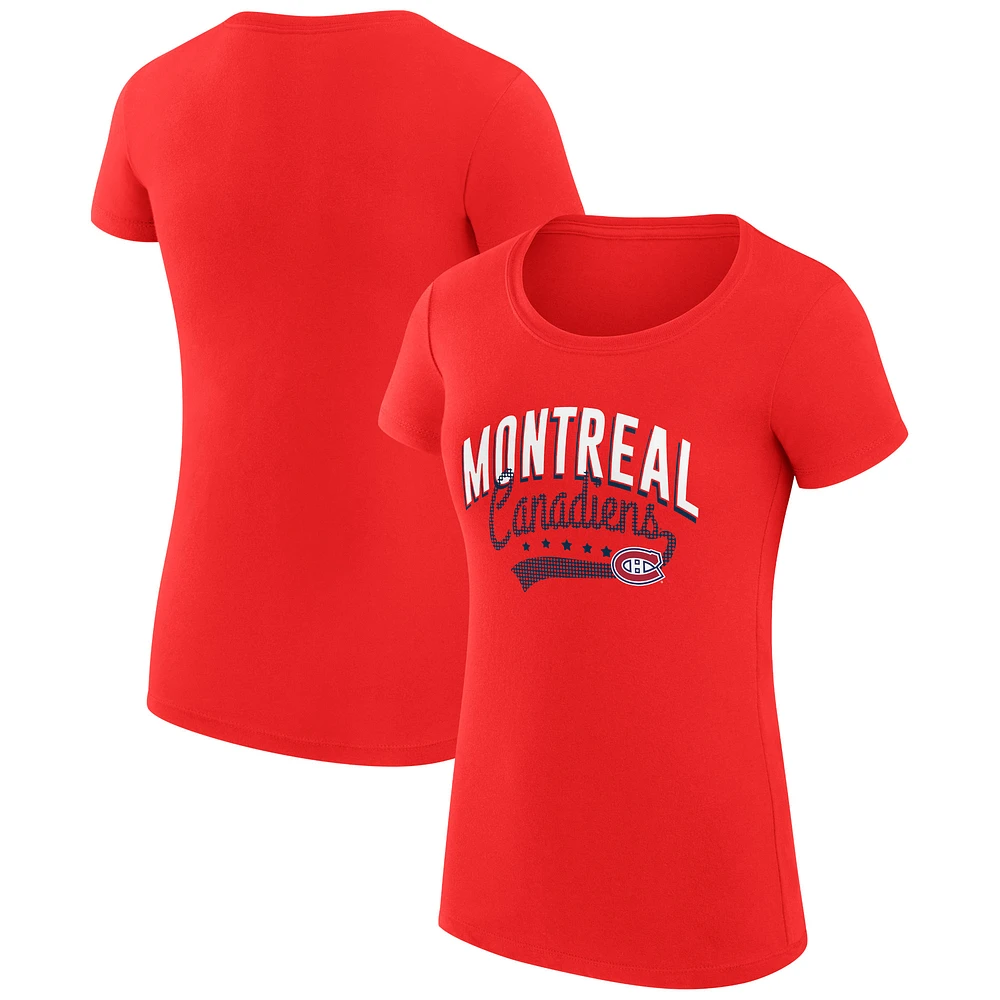 Women's G-III 4Her by Carl Banks Red Montreal Canadiens Super-Slim Fit Lightweight Filigree Logo T-Shirt
