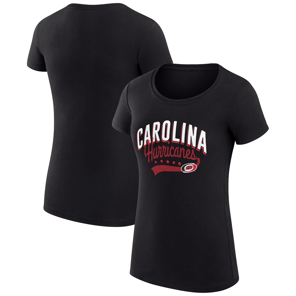 Women's G-III 4Her by Carl Banks Black Carolina Hurricanes Super-Slim Fit Lightweight Filigree Logo T-Shirt