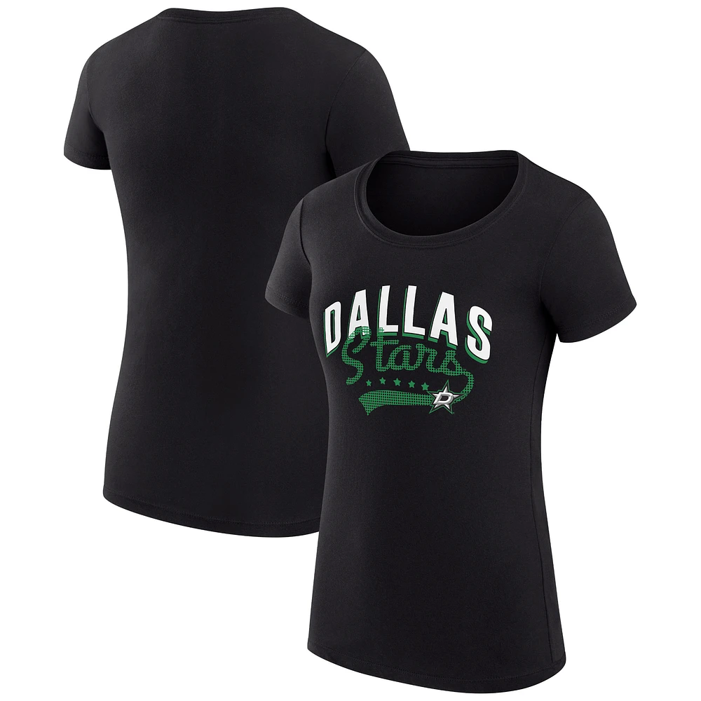 Women's G-III 4Her by Carl Banks Black Dallas Stars Super-Slim Fit Lightweight Filigree Logo T-Shirt