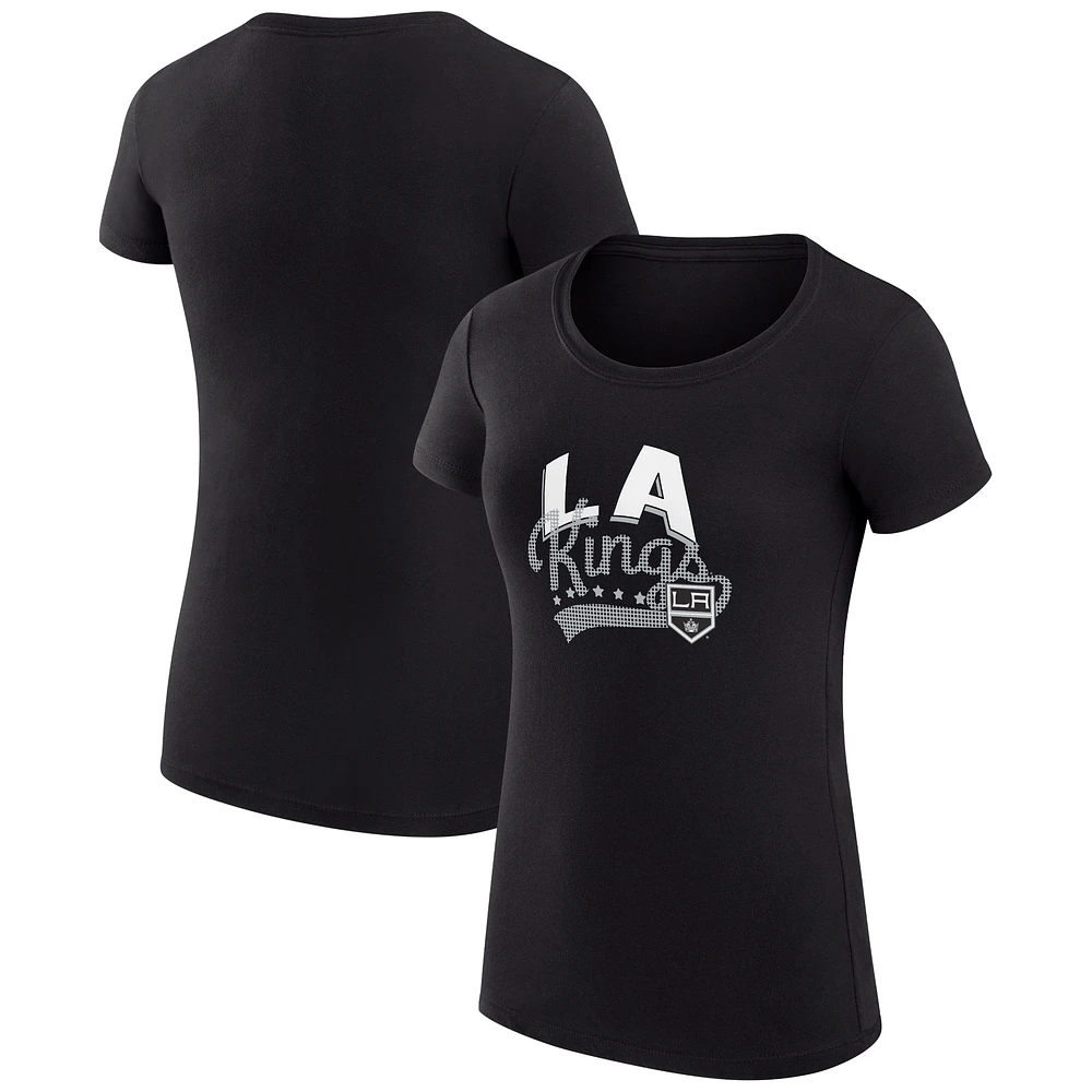 Women's G-III 4Her by Carl Banks Black Los Angeles Kings Super-Slim Fit Lightweight Filigree Logo T-Shirt