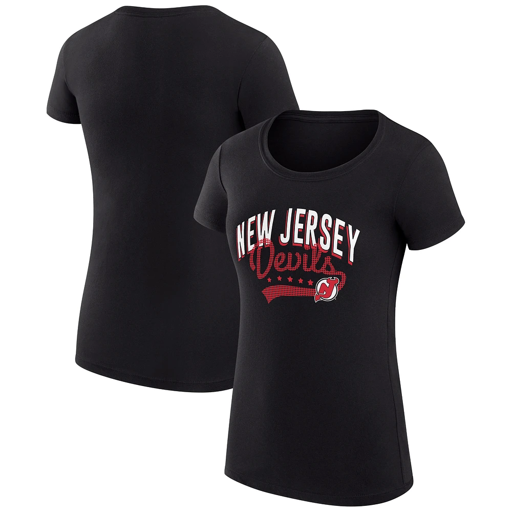 Women's G-III 4Her by Carl Banks Black New Jersey Devils Super-Slim Fit Lightweight Filigree Logo T-Shirt