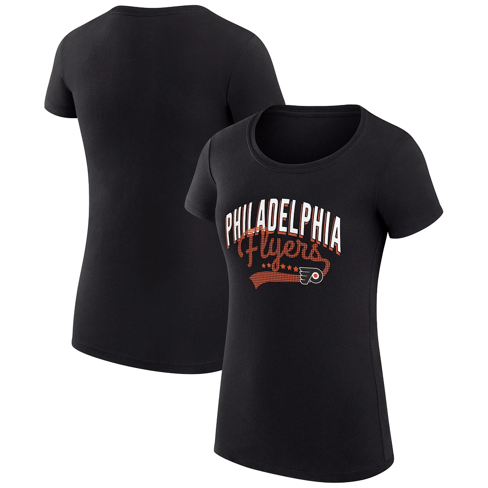 Women's G-III 4Her by Carl Banks Black Philadelphia Flyers Super-Slim Fit Lightweight Filigree Logo T-Shirt