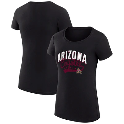 Women's G-III 4Her by Carl Banks Black Arizona Coyotes Super-Slim Fit Lightweight Filigree Logo T-Shirt