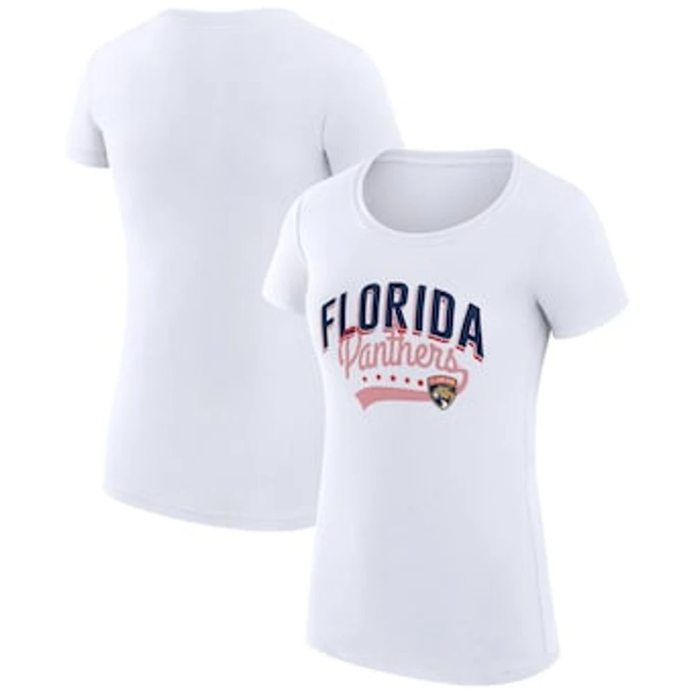 Women's G-III 4Her by Carl Banks White Florida Panthers Super-Slim Fit Lightweight Filigree Logo T-Shirt