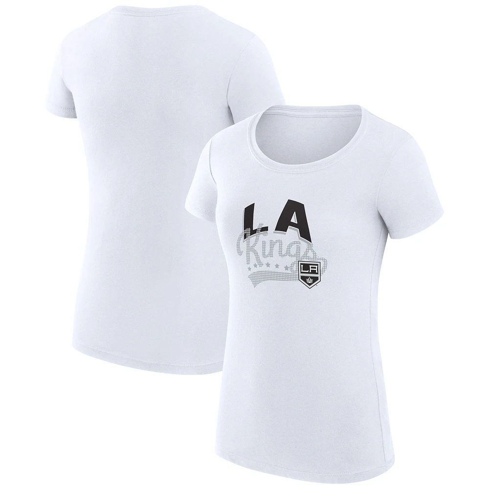 Women's G-III 4Her by Carl Banks White Los Angeles Kings Super-Slim Fit Lightweight Filigree Logo T-Shirt