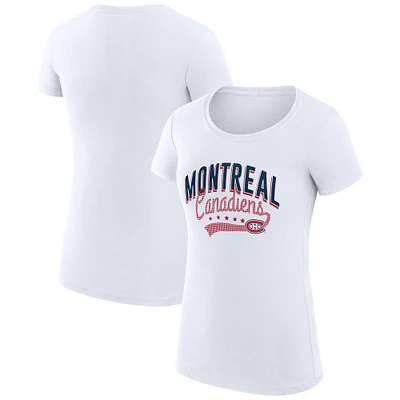 Women's G-III 4Her by Carl Banks White Montreal Canadiens Super-Slim Fit Lightweight Filigree Logo T-Shirt