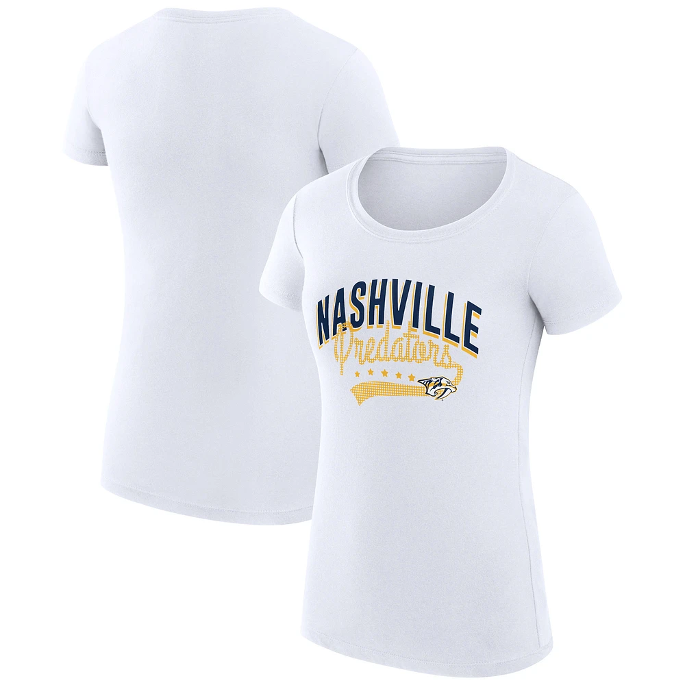 Women's G-III 4Her by Carl Banks White Nashville Predators Super-Slim Fit Lightweight Filigree Logo T-Shirt