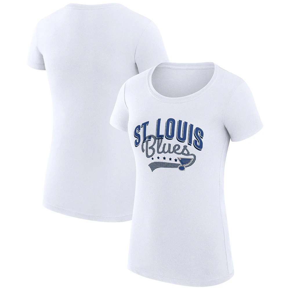 Women's G-III 4Her by Carl Banks White St. Louis Blues Super-Slim Fit Lightweight Filigree Logo T-Shirt