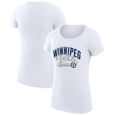 Women's G-III 4Her by Carl Banks White Winnipeg Jets Super-Slim Fit Lightweight Filigree Logo T-Shirt