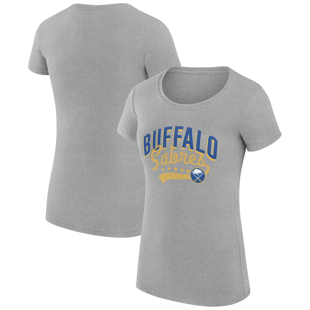 Women's G-III 4Her by Carl Banks Gray Buffalo Sabres Super-Slim Fit Lightweight Filigree Logo T-Shirt
