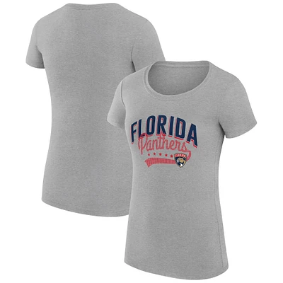 Women's G-III 4Her by Carl Banks Gray Florida Panthers Super-Slim Fit Lightweight Filigree Logo T-Shirt
