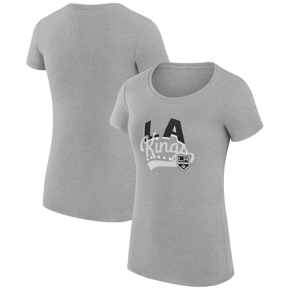 Women's G-III 4Her by Carl Banks Gray Los Angeles Kings Super-Slim Fit Lightweight Filigree Logo T-Shirt