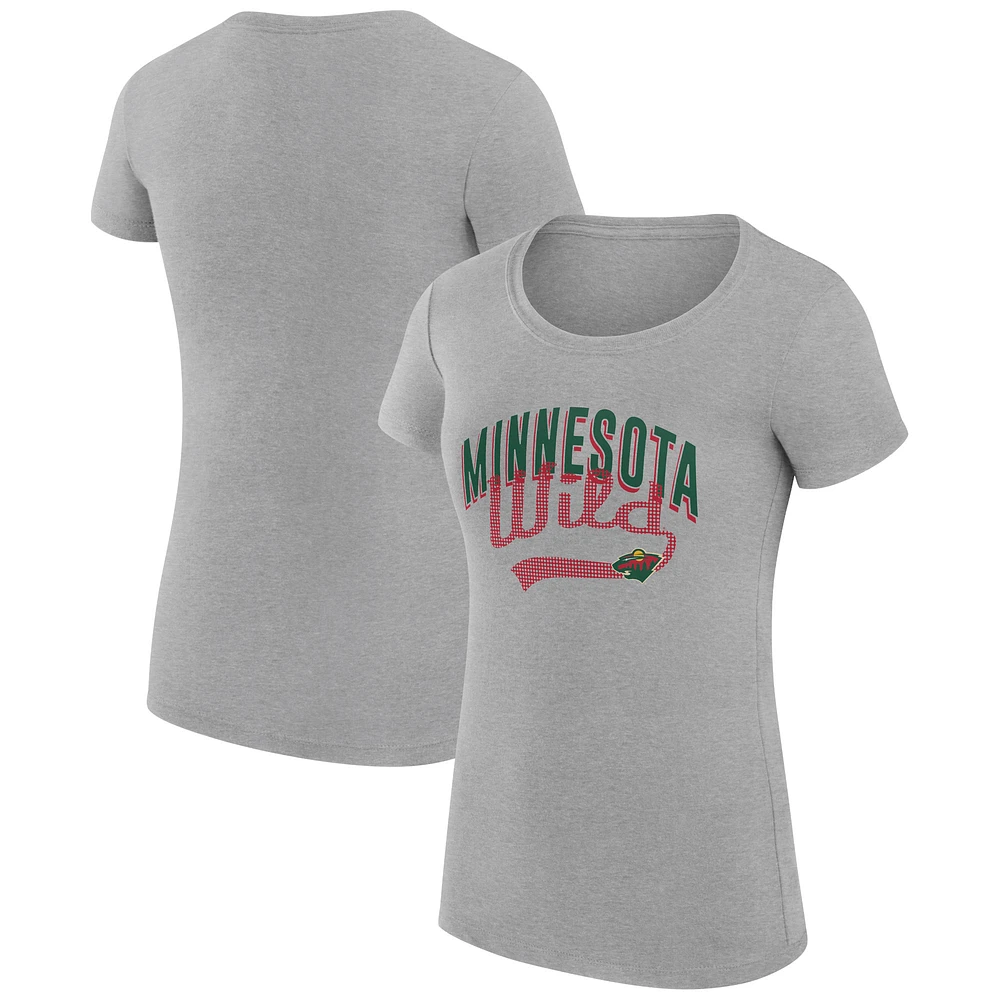 Women's G-III 4Her by Carl Banks Gray Minnesota Wild Super-Slim Fit Lightweight Filigree Logo T-Shirt