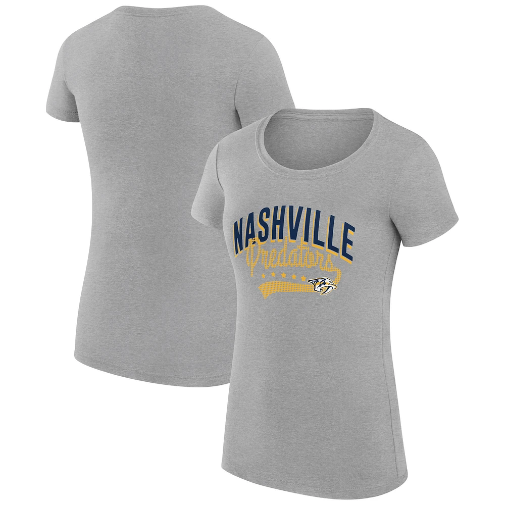 Women's G-III 4Her by Carl Banks Gray Nashville Predators Super-Slim Fit Lightweight Filigree Logo T-Shirt