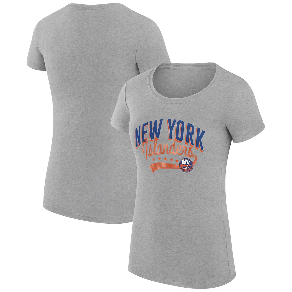 Women's G-III 4Her by Carl Banks Gray New York Islanders Super-Slim Fit Lightweight Filigree Logo T-Shirt