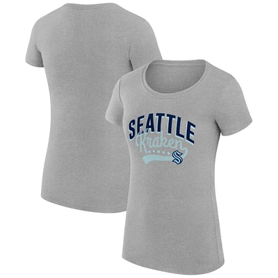 Women's G-III 4Her by Carl Banks Gray Seattle Kraken Super-Slim Fit Lightweight Filigree Logo T-Shirt
