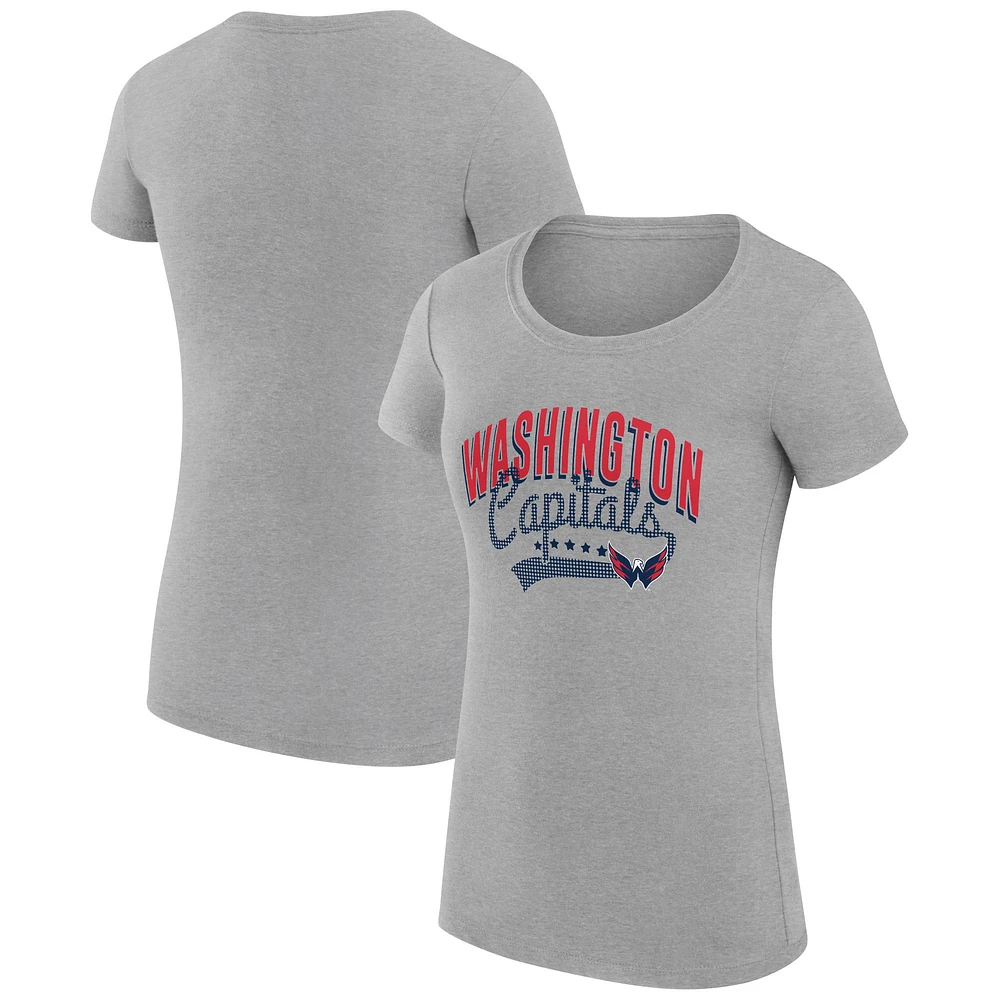 Women's G-III 4Her by Carl Banks Gray Washington Capitals Super-Slim Fit Lightweight Filigree Logo T-Shirt