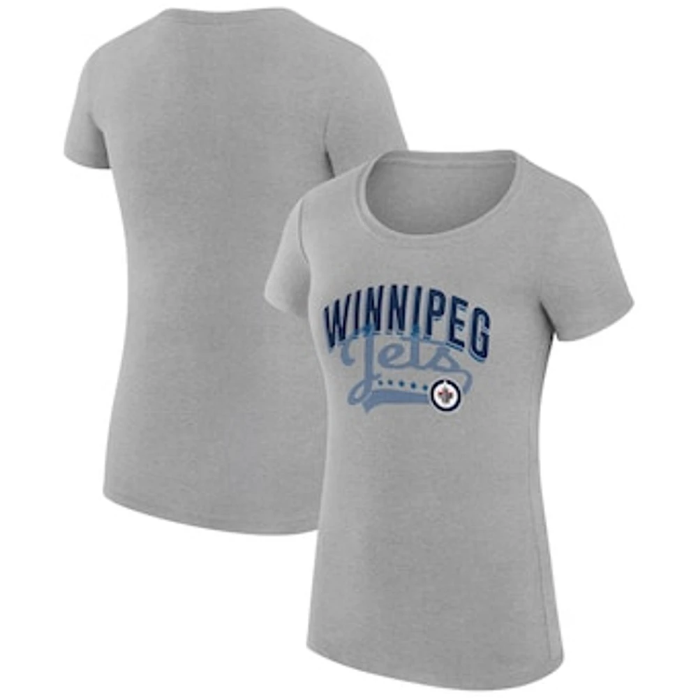 Women's G-III 4Her by Carl Banks Gray Winnipeg Jets Super-Slim Fit Lightweight Filigree Logo T-Shirt