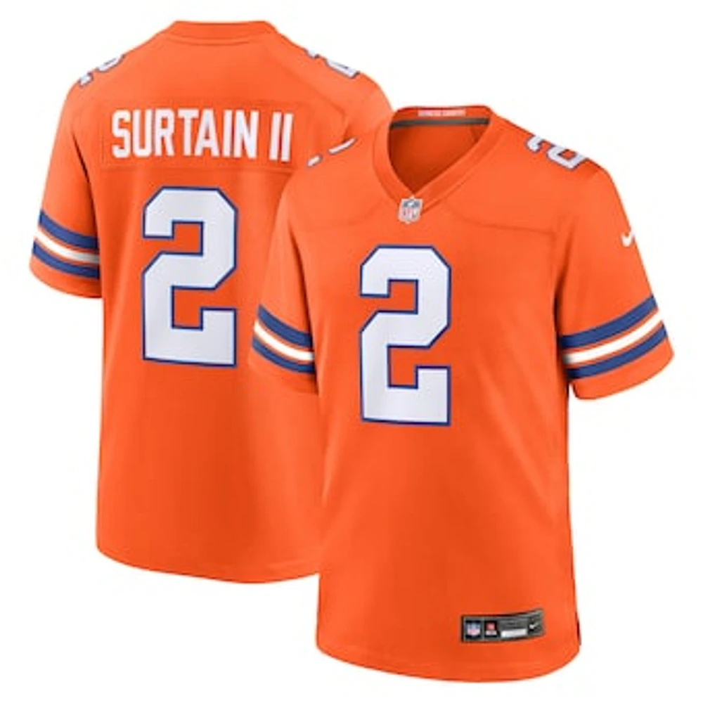 Men's Nike Patrick Surtain II Orange Denver Broncos Mile High Collection 1977 Throwback Player Game Jersey