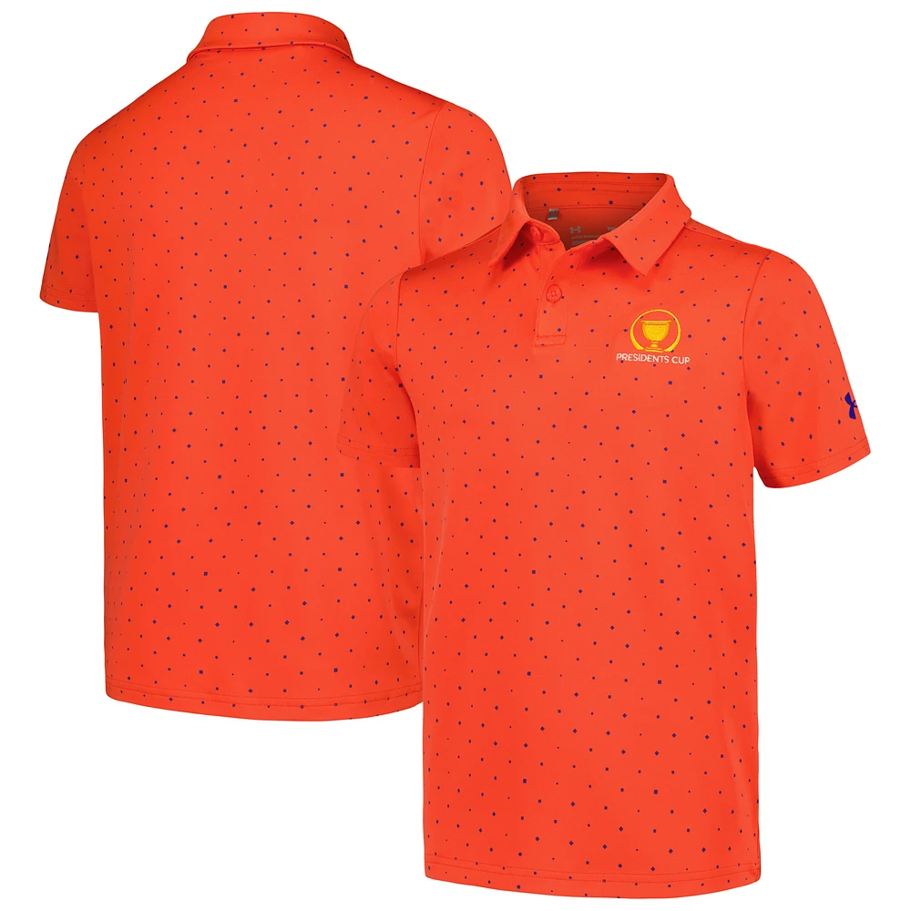 Youth Under Armour Red Presidents Cup Playoff Flag Print Polo