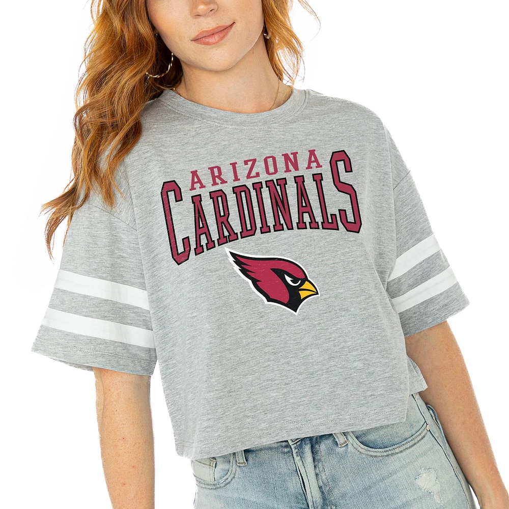 Women's Gameday Couture Gray Arizona Cardinals Gridiron Glam Cropped T-Shirt