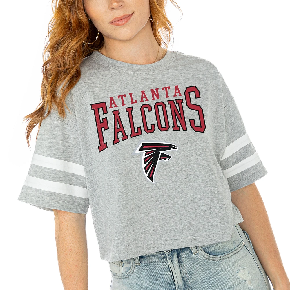 Women's Gameday Couture Gray Atlanta Falcons Gridiron Glam Cropped T-Shirt