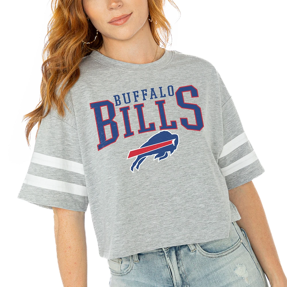Women's Gameday Couture Gray Buffalo Bills Gridiron Glam Cropped T-Shirt