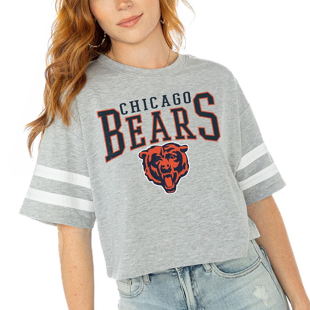 Women's Gameday Couture Gray Chicago Bears Gridiron Glam Cropped T-Shirt