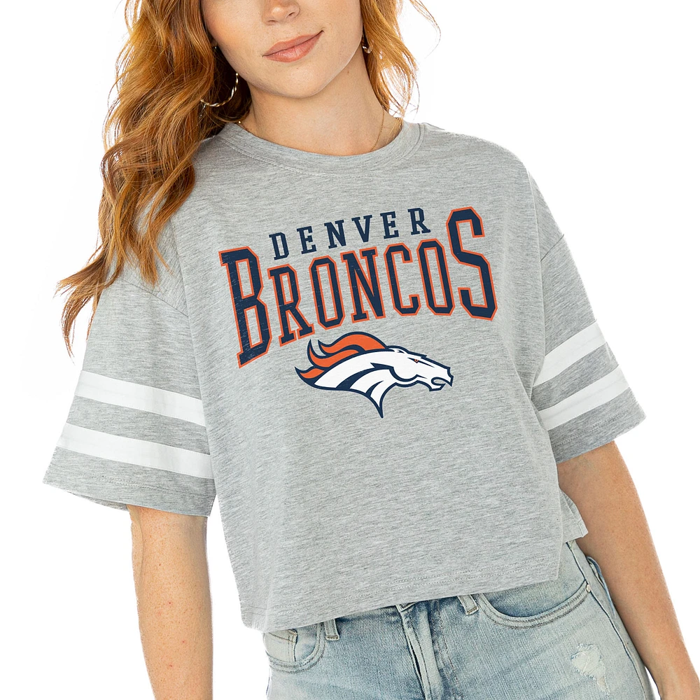 Women's Gameday Couture Gray Denver Broncos Gridiron Glam Cropped T-Shirt