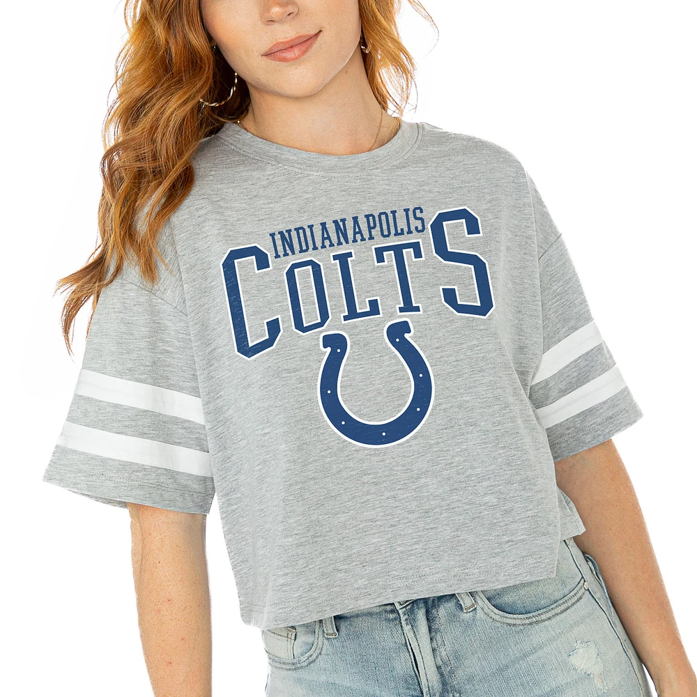 Women's Gameday Couture Gray Indianapolis Colts Gridiron Glam Cropped T-Shirt